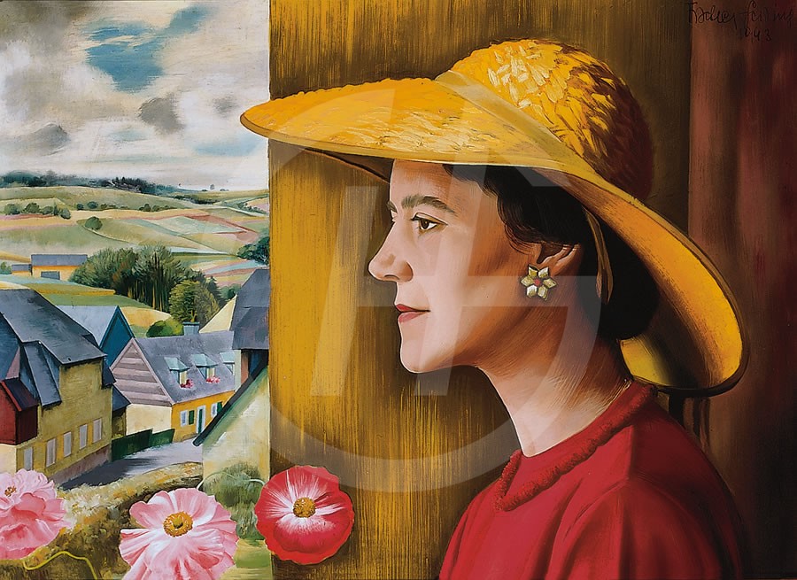 Damenbildnis mit gelbem Hut (Frau Susanne Heigl-Wach, Urenkelin von Felix Mendelssohn Bartholdy)